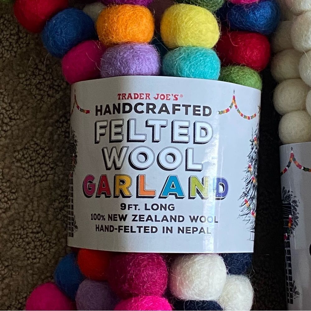 NWT Trader Joe’s felted wool garland 1 multi color - Picture 3 of 4